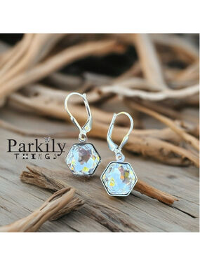 Handcrafted earrings with sparkly clear Swarovski crystal